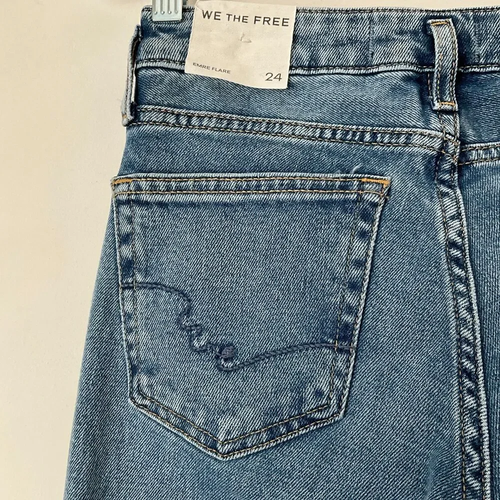 We The Free Emre Flare Frayed Hem Jeans Light Blue 24